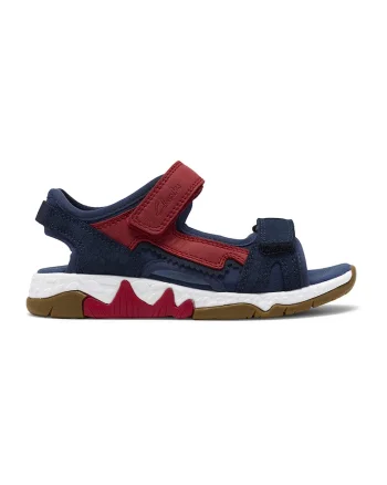Sandale de piele intoarsa Spineyspirit-T cu velcro, Rosu inchis/Bleumarin