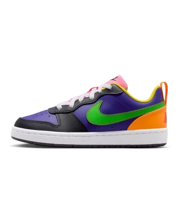 Pantofi sport Court Borough din piele ecologica, Violet/Verde neon/Portocaliu neon