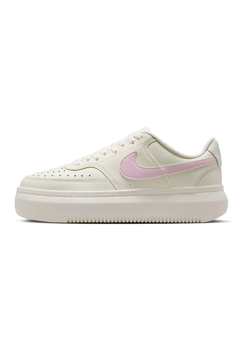 Pantofi sport Court Vision Alta din piele si piele ecologica cu talpa flatform, Roz deschis/Bej deschis