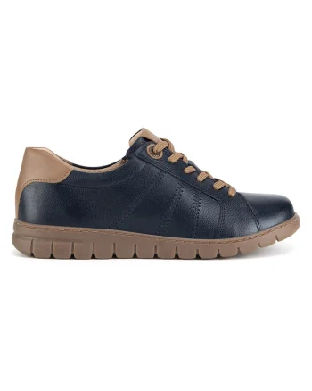 Pantofi dama,  piele naturala, bleumarin, inchidere cu fermoar,
