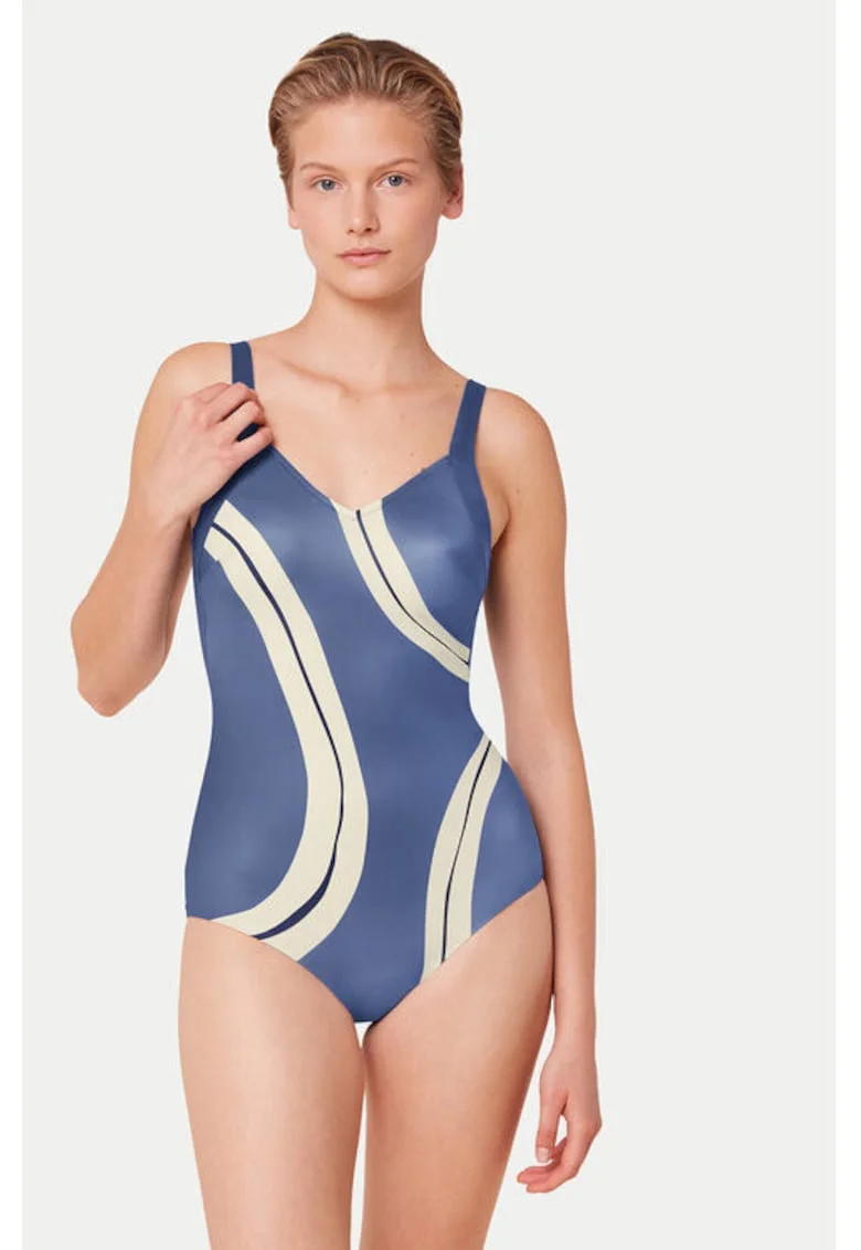Costum de baie dama,  303574390, Poliamida/Elastan, Albastru, Albastru