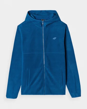 Hanorac barbati  fleece cu gluga, turcoaz, greutate medie, tehnologie 4F Warm