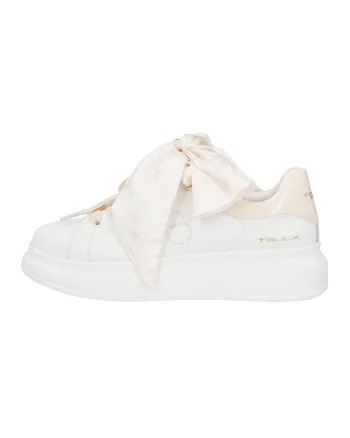 Pantofi sport cu sireturi din satin, Crem/Bej deschis