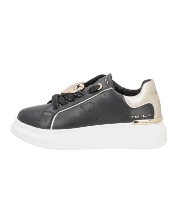 Pantofi sport din piele si piele ecologica, Auriu/Negru