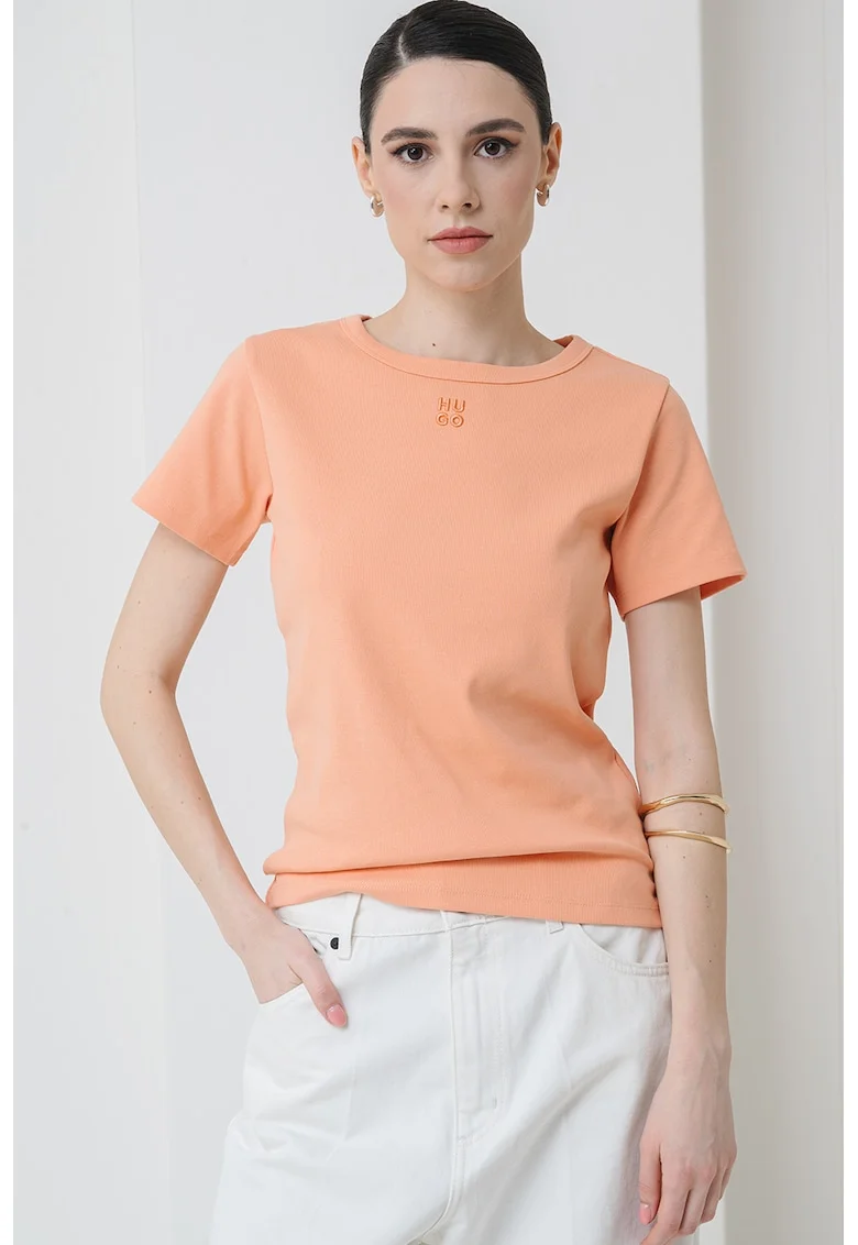 Tricou cu decolteu la baza gatului Deloris, Rosu deschis