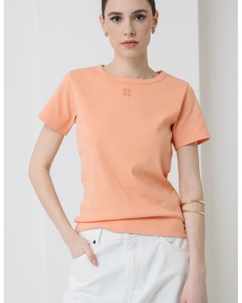 Tricou cu decolteu la baza gatului Deloris, Rosu deschis