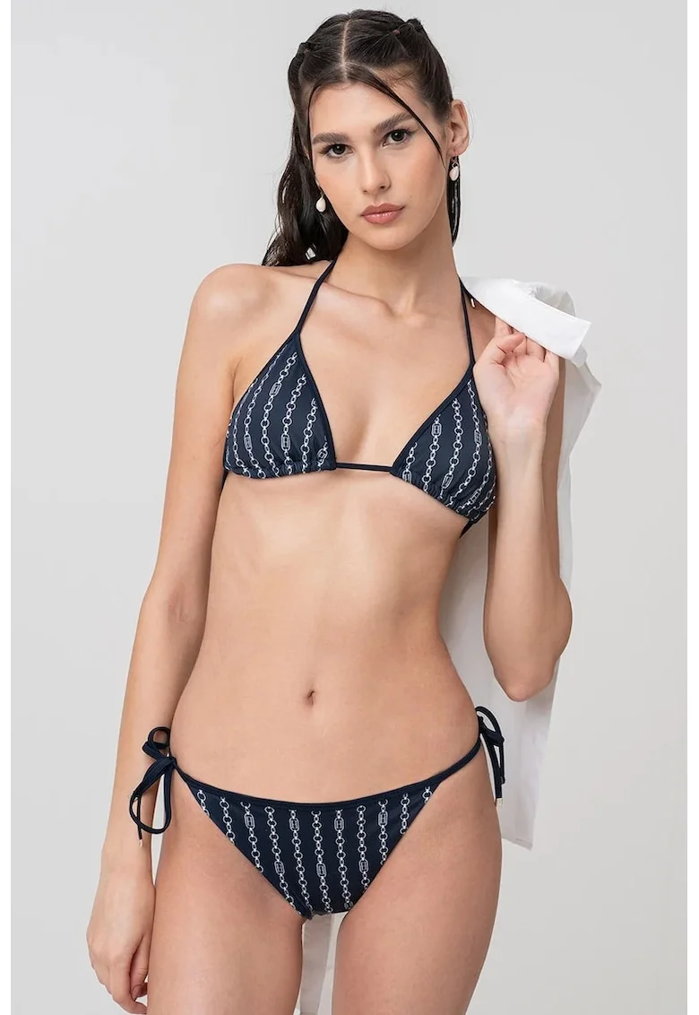 Costum de baie din doua piese cu imprimeu, Bleumarin