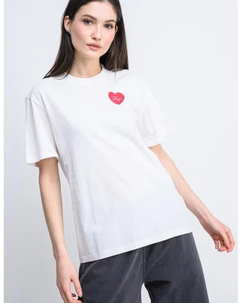 Tricou lejer din bumbac, Rosu/Alb