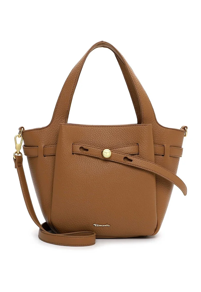 Geanta tote de piele ecologica cu bareta detasabila, Caramel