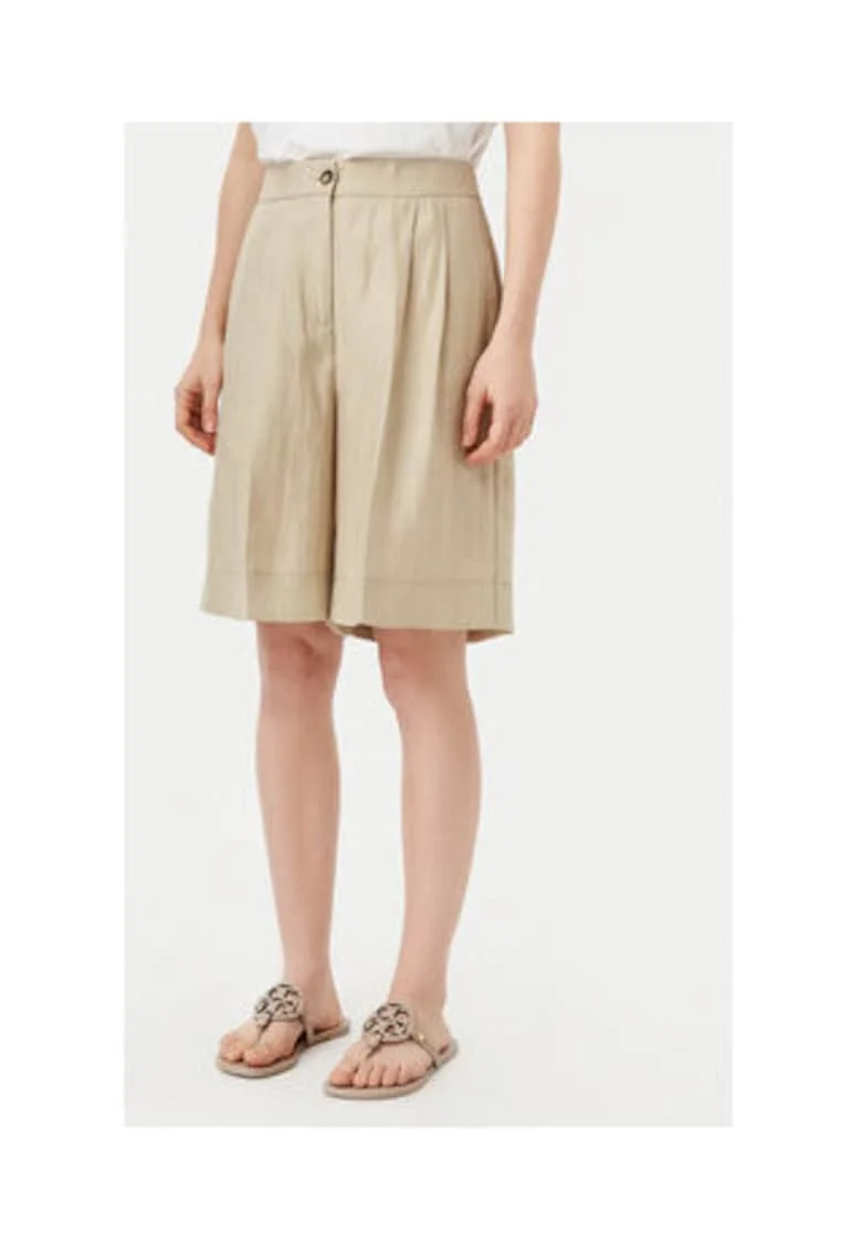 Pantaloni scurti dama  bej, material in si poliester