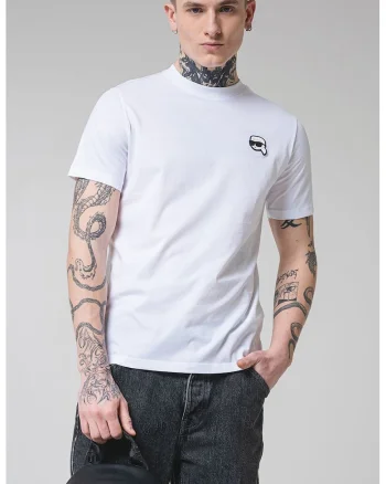 Tricou din bumbac cu logo aplicat, Alb
