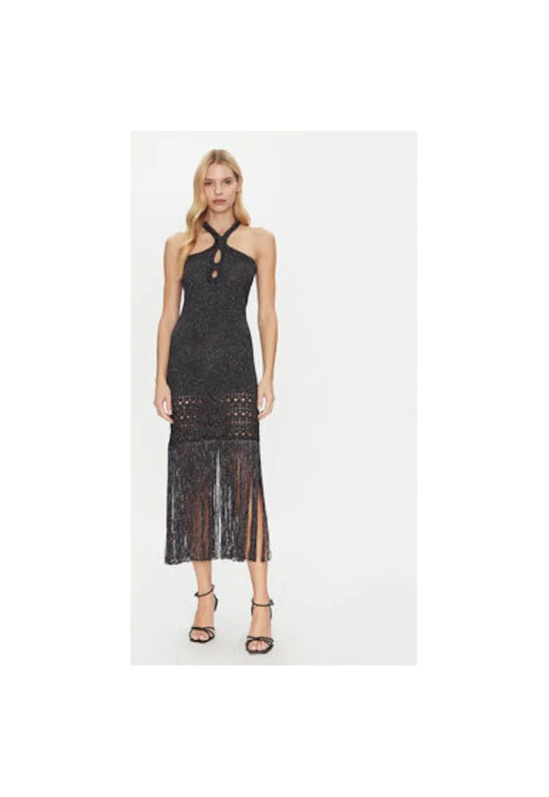 Rochie dama,  305172501, Viscoza/Fibre metalice, Negru, Negru