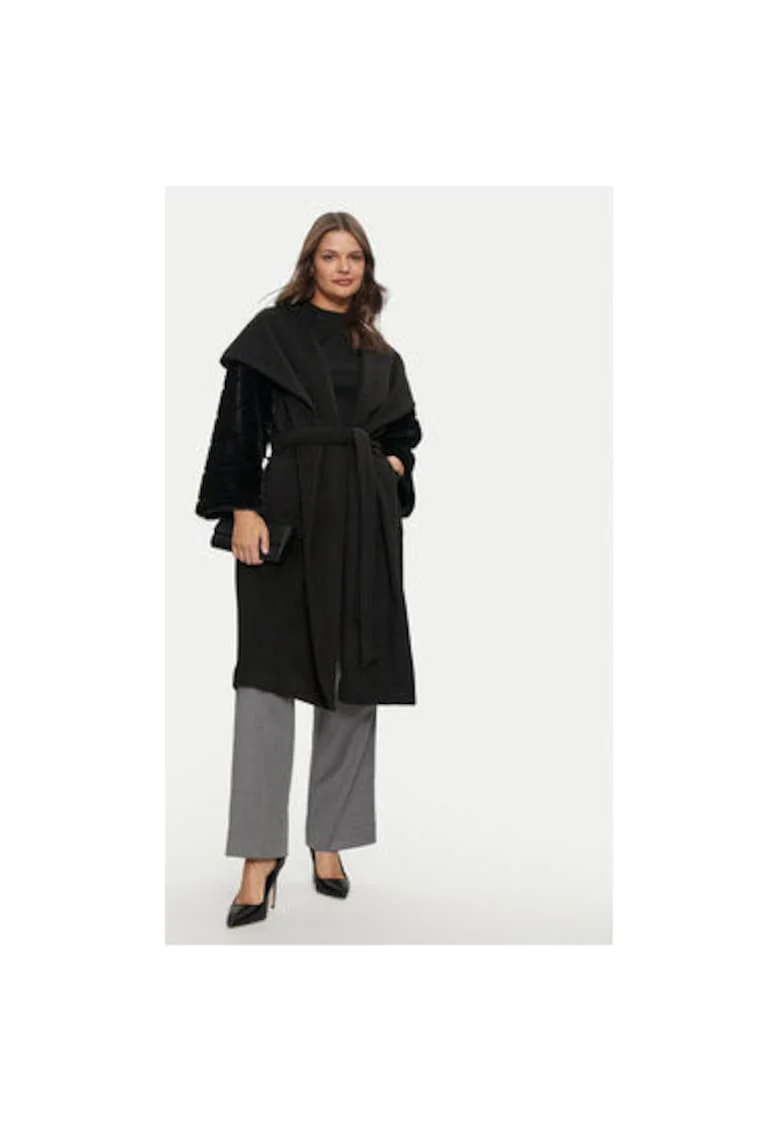 Palton dama,  304202292, Poliester, Negru, Negru