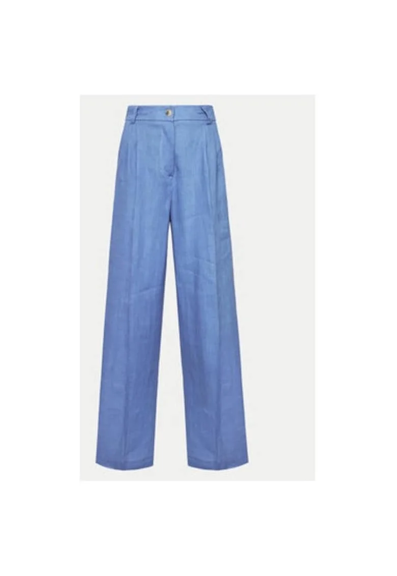 Pantaloni dama,  304575181, Acetat/Viscoza, Albastru, Albastru