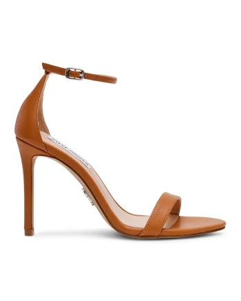 Sandale din piele cu toc Tecy, Caramel