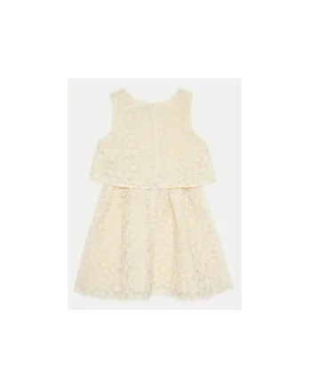 Rochie fete,  303817909, Bumbac/Nylon, Bej, Bej