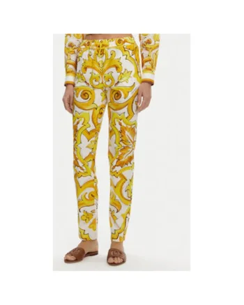 Pantaloni Dama,  305315533, Bumbac, Galben, Galben