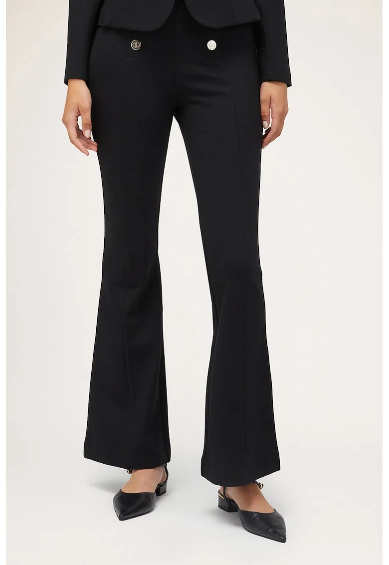 Pantaloni evazati cu talie inalta, Negru