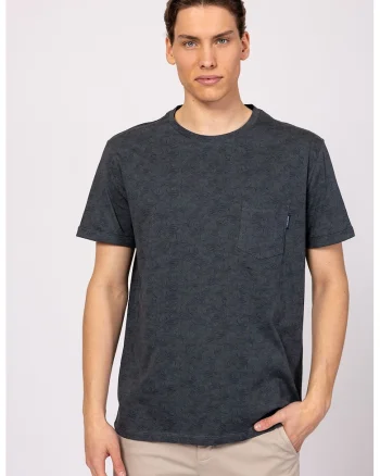 Tricou cu decolteu la baza gatului si buzunar aplicat pe piept Majda, Negru/Verde feriga