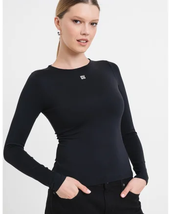 Bluza slim fit Dasia, Negru
