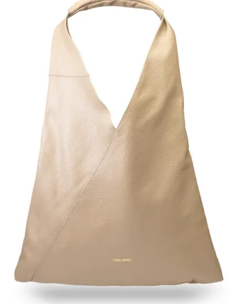 Geanta dama din piele naturala taupe Camelia