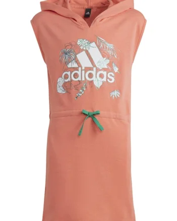 Rochie fete, Adidas, Summerglam, design tropical, portocaliu, amestec de materiale reciclate,