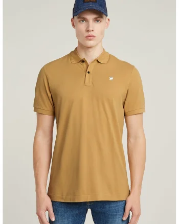 Tricou polo slim fit din material pique Dunda, Caramel
