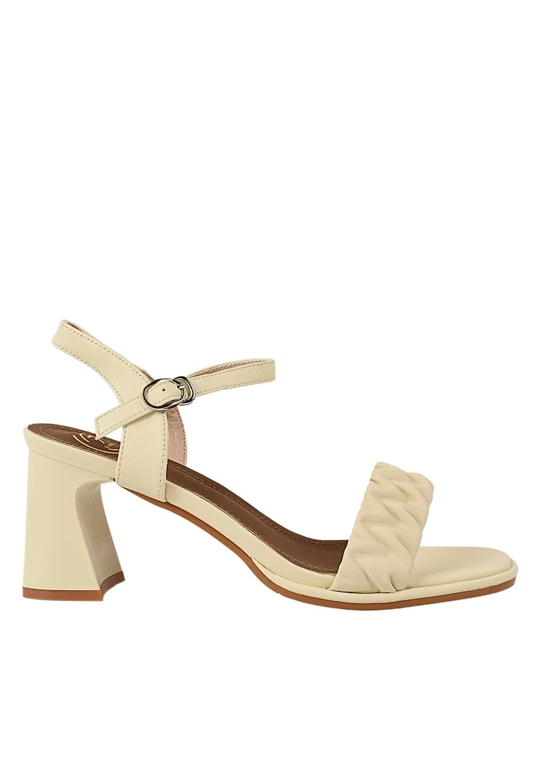 Sandale casual, dama,  49001 crem, piele ecologica, toc, Crem