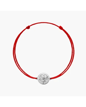 Bratara snur din aur alb Birth Flower - August Poppy