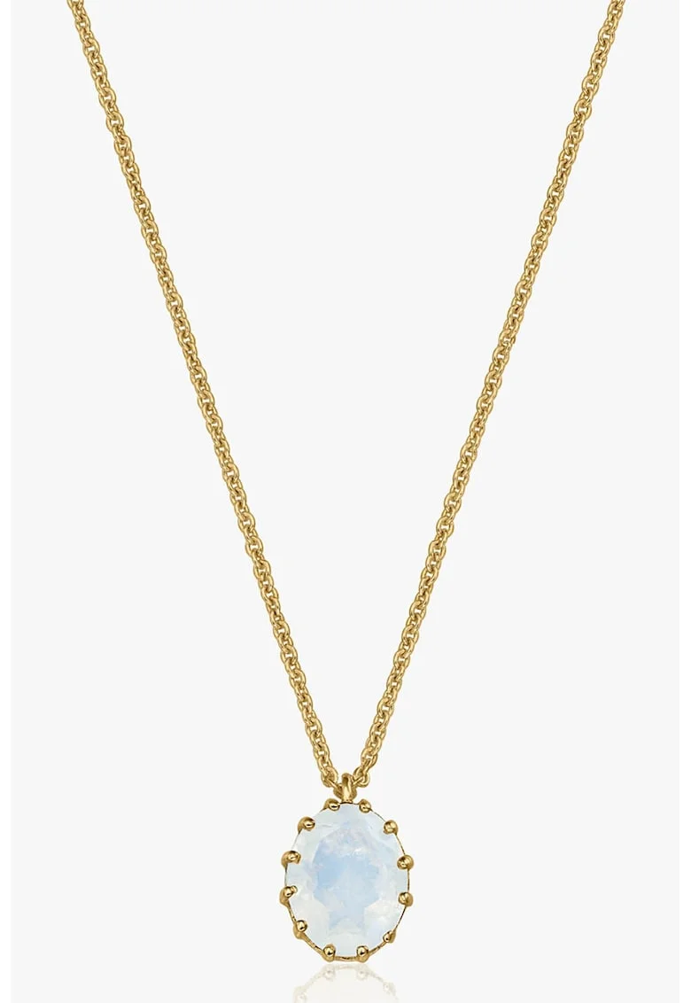 Colier de argint placat cu 2 microni de aur de 14K si decorat cu piatra lunii, Auriu