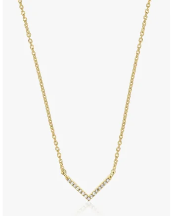 Colier placat cu aur de 14K si zirconia, Auriu