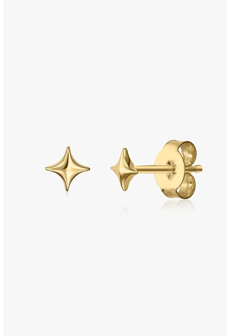 Cercei placati cu aur de 14K Golden Cosmic Star 2 Microns, Auriu