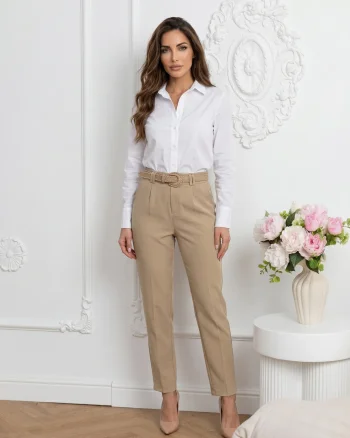 Pantaloni eleganti conici cu cur...