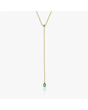 Colier din argint Golden Lariat - Onix Verde
