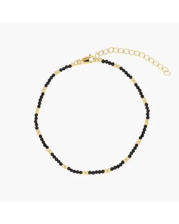 Bratara de picior din argint Golden Summerscape - Black Spinel