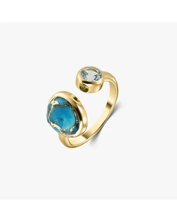 Inel din argint Kaylee Golden – Turcoaz Blue Copper