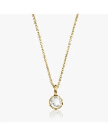 Colier din argint Birthstone Golden April - Topaz Alb