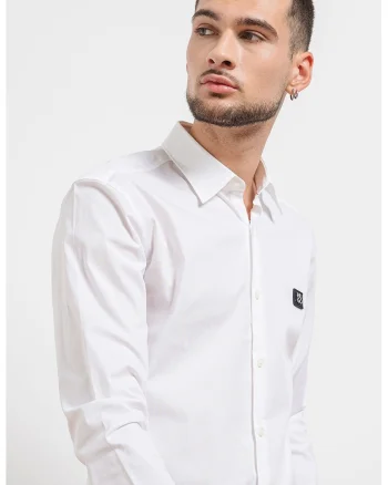 Camasa slim fit cu guler ascutit Ermo, Alb optic