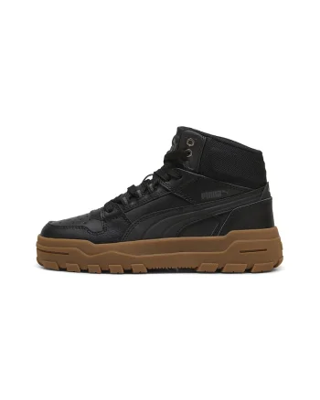 Pantofi sport mid-high de piele cu garnituri sintetice Rebound Abrupt, Negru/Maro scortisoara