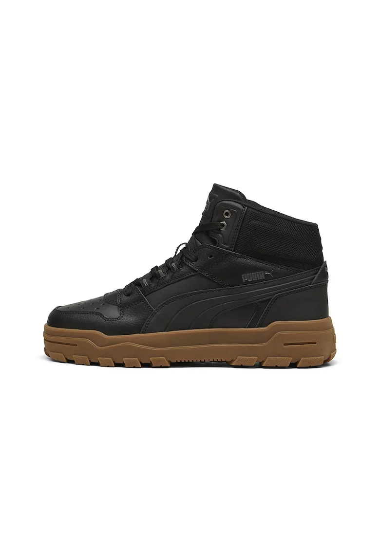 Pantofi sport mid-high cu insertii de piele Rebound Abrupt Cast, Negru/Maro scortisoara