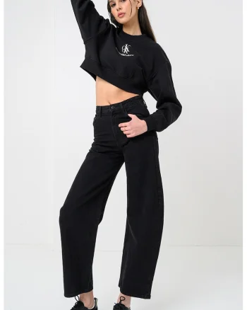 Bluza crop de trening lejera cu logo