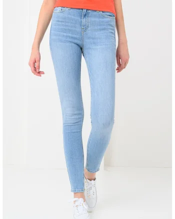 Blugi crop skinny cu talie inalta