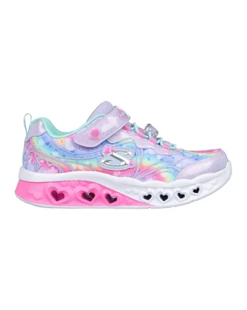 Pantofi sport cu inchidere velcro si lumini LED Flutter Heart Lights, Roz aprins/Lila/Albastru