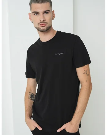 Tricou slim fit cu logo, Negru