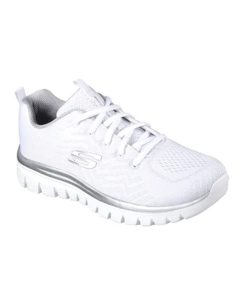 Pantofi sport din plasa tricotata Graceful Get Connected, Alb/Argintiu