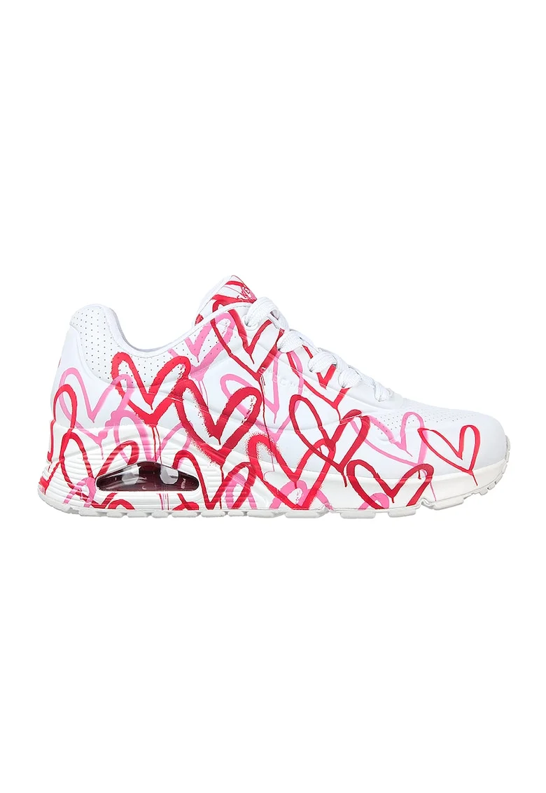 Pantofi sport cu talpa wedge Uno Spread The Love, Rosu/Alb/Roz