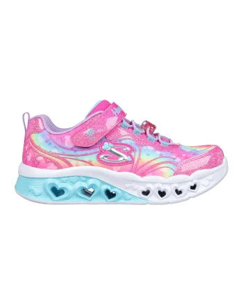 Pantofi sport cu inchidere velcro si lumini LED Flutter Heart Lights, Albastru lavanda/Roz aprins