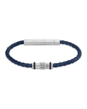 Bratara de piele cu aspect impletit, Bleumarin