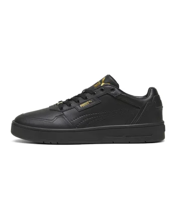 Pantofi sport de piele cu garnituri de piele ecologica, Negru