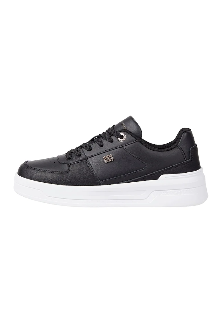 Pantofi sport din piele cu detalii logo, Negru